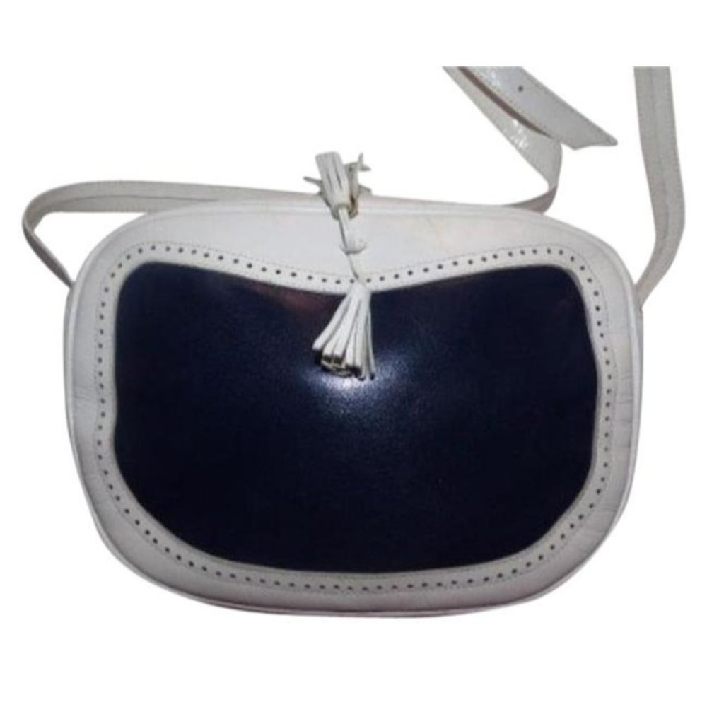 Bally Vintage Navy And White Leather Cross Body Bag
